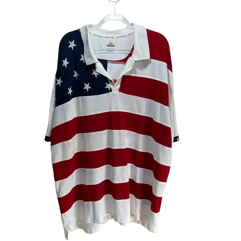RedHead Americana Flag Polo Shirt Men’s 3XL American Flag Patriotic Short Sleeve